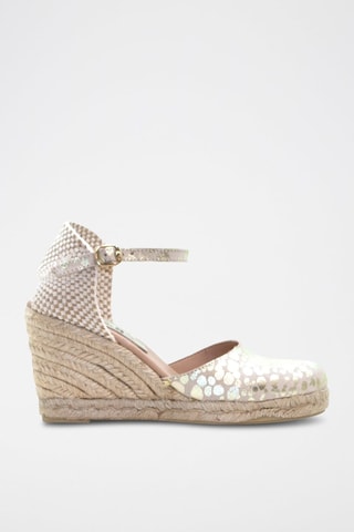 Sandali con zeppa in pelle - Bianco e beige
