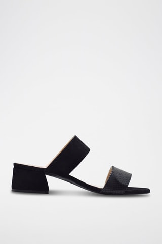 Sandali con tacco in pelle - Nero