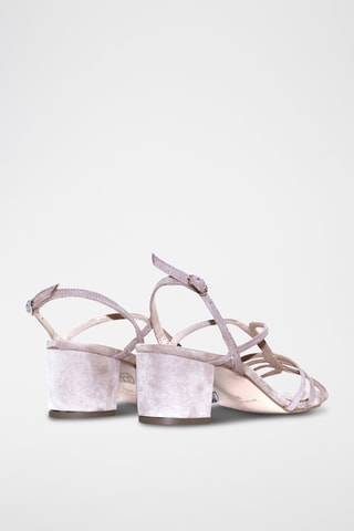 Sandali con tacco in pelle scamosciata - Beige