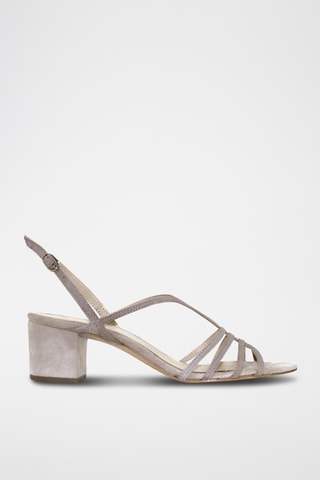 Sandali con tacco in pelle scamosciata - Beige