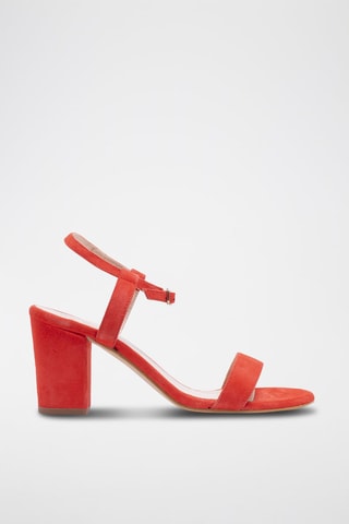 Sandali con tacco in pelle scamosciata - Rosso