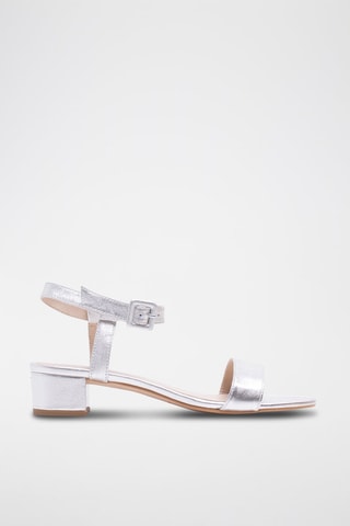 Sandali con tacco in pelle - Argentato