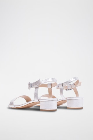 Sandali con tacco in pelle - Argentato