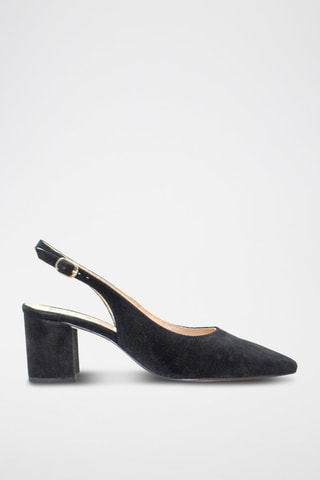 Décolleté slingback in pelle scamosciata - Nero