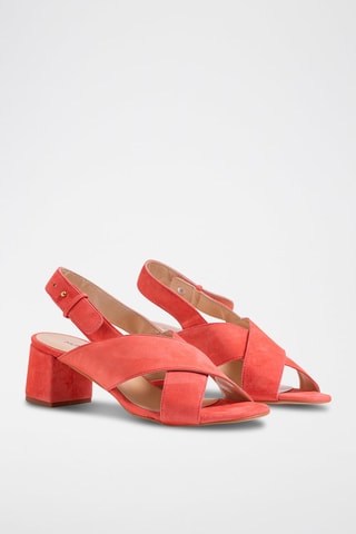 Sandali con tacco in pelle scamosciata - Arancione