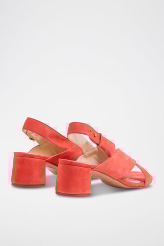 Sandali con tacco in pelle scamosciata - Arancione