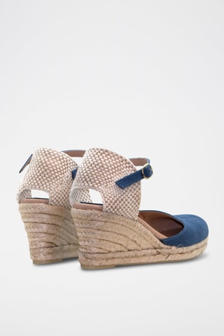 Sandali con zeppa in pelle - Beige e blu