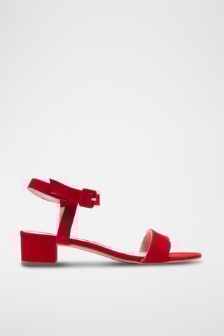 Sandali con tacco in pelle scamosciata - Rosso