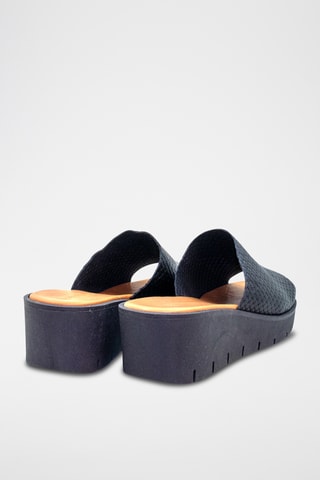 Sandali con tacco in pelle - Nero