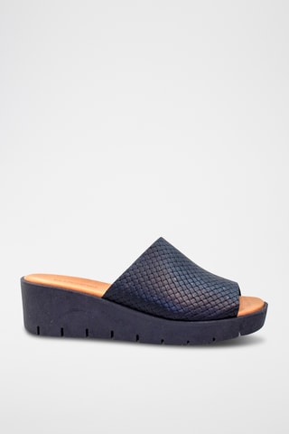 Sandali con tacco in pelle - Nero