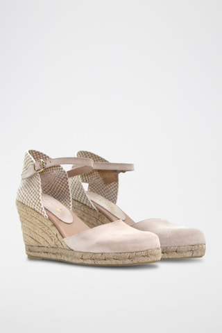 Sandali con zeppa in pelle - Beige e marrone