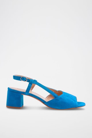 Sandali con tacco in pelle scamosciata - Blu
