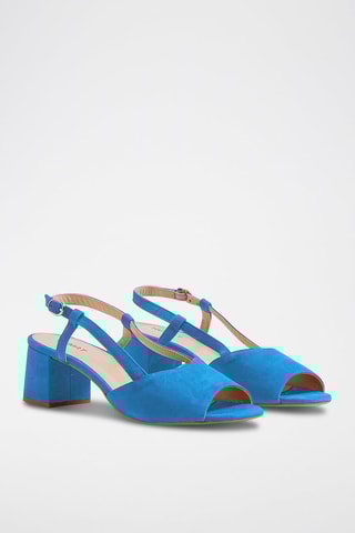Sandali con tacco in pelle scamosciata - Blu