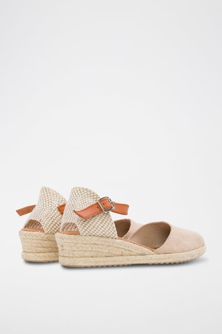 Espadrillas con zeppa in pelle scamosciata - Beige