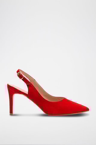 Décolleté slingback in pelle scamosciata - Rosso