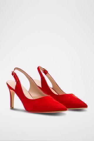 Décolleté slingback in pelle scamosciata - Rosso