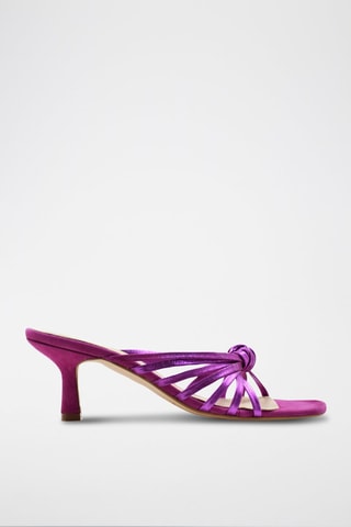 Sandali con tacco in pelle - Viola