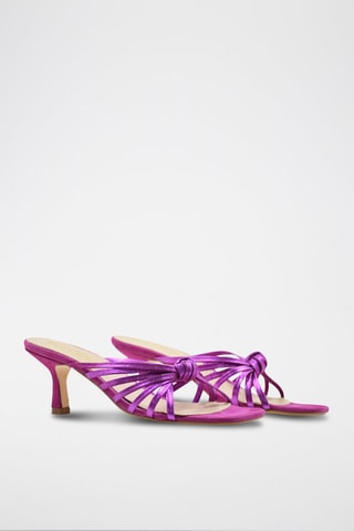 Sandali con tacco in pelle - Viola