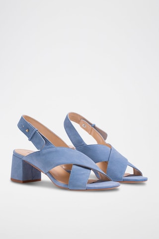 Sandali con tacco in pelle scamosciata - Blu - Blu