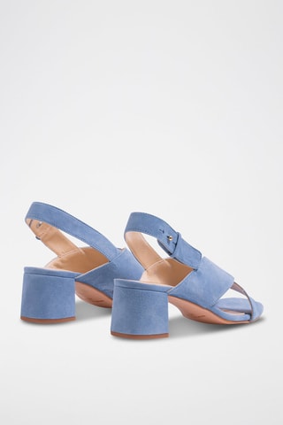 Sandali con tacco in pelle scamosciata - Blu - Blu