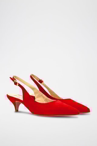 Décolleté slingback in pelle scamosciata - Rosso