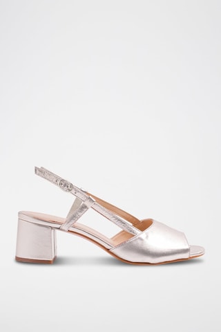Sandali con tacco in pelle Argentato - Argentato