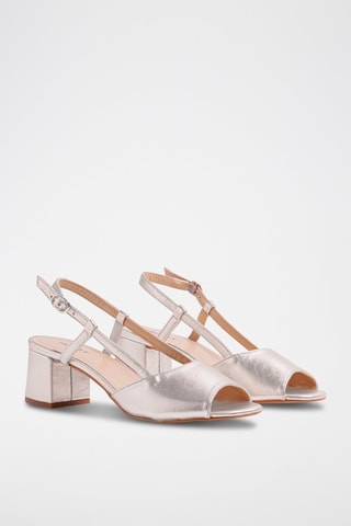 Sandali con tacco in pelle Argentato - Argentato