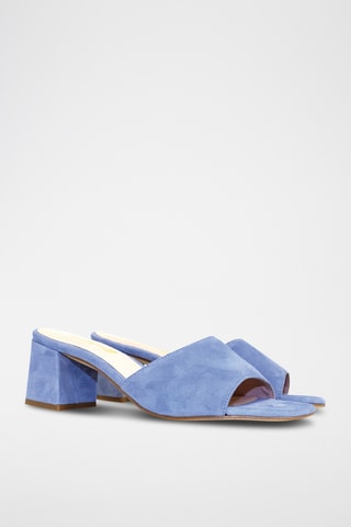 Sandali con tacco in pelle scamosciata - Blu