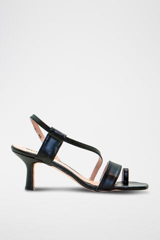 Sandali con tacco in pelle nappa - Nero