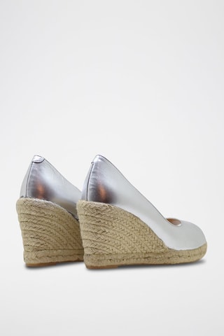 Espadrillas con zeppa in pelle nappa - Argentato