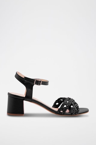 Sandali con tacco in pelle Nero - Nero