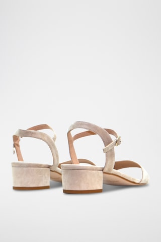 Sandali con tacco in pelle scamosciata - Beige