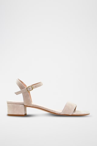 Sandali con tacco in pelle scamosciata - Beige
