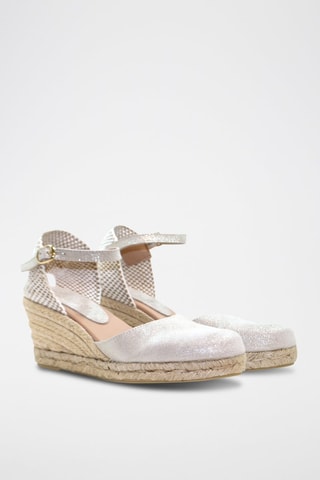 Sandali con zeppa in pelle - Bianco e beige