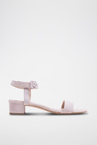 Sandali con tacco in pelle scamosciata - Rosa