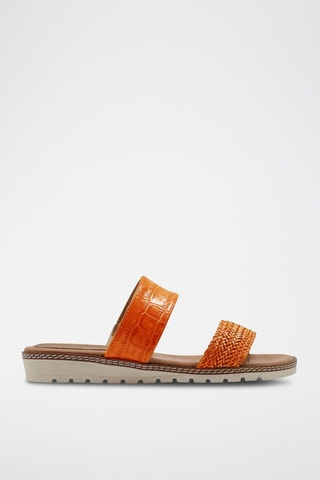 Ciabatte con zeppa in pelle nappa - Arancione