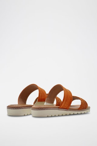 Ciabatte con zeppa in pelle nappa - Arancione