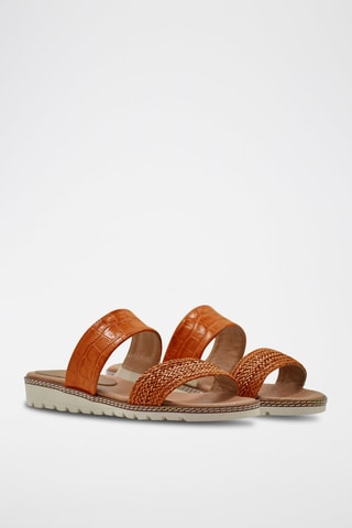 Ciabatte con zeppa in pelle nappa - Arancione