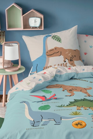 Parure copripiumino in cotone Jurassic World  - Celeste e bianco