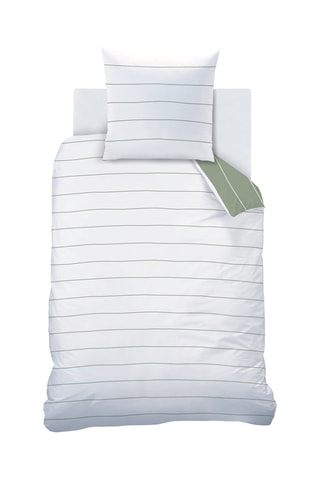 Parure de couette minimaliste Lichen et blanc