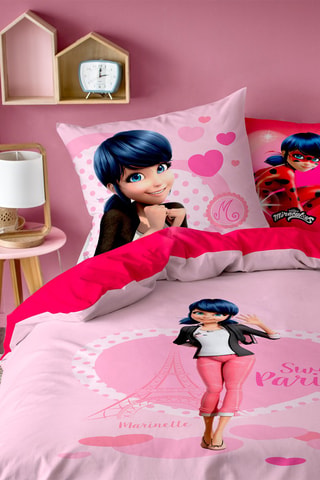 Parure copripiumino in cotone Miraculous Ladybug - Rosso e rosa