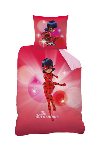 Parure copripiumino in cotone Miraculous Ladybug - Rosso e rosa