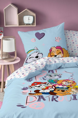 Parure copripiumino in cotone Paw Patrol - Celeste