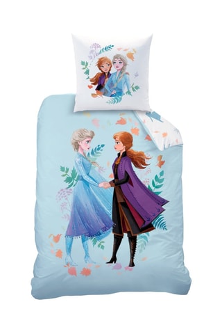 Parure copripiumino in cotone Elsa e Anna Frozen Disney - Celeste e viola