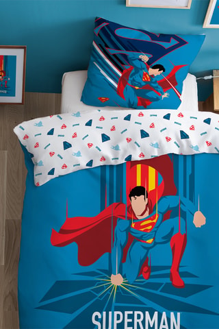 Parure de couette Superman La Ligue des Justiciers DC Comics - Bleu canard