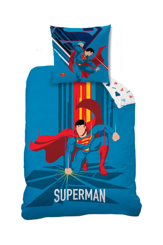 Parure de couette Superman La Ligue des Justiciers DC Comics - Bleu canard
