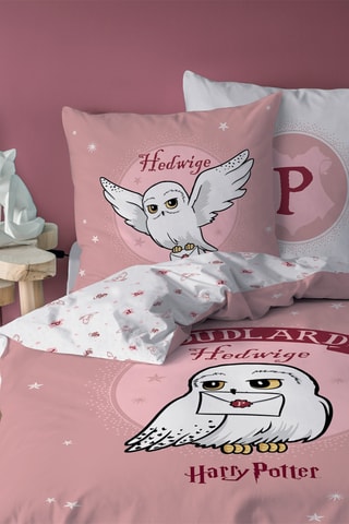 Parure de couette Hedwige Harry Potter - Rose et blanc
