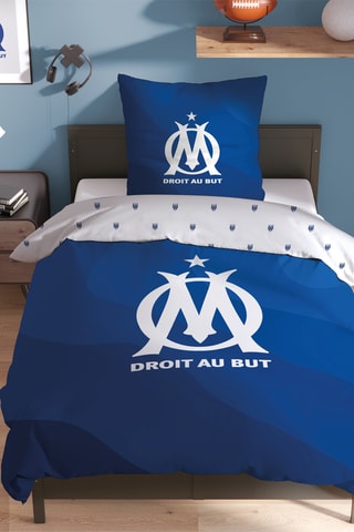 Parure de couette Football Club Olympique de Marseille - Bleu foncé et blanc