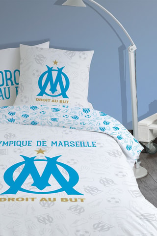 Parure de couette Football Club Olympique de Marseille - Blanc et bleu