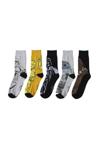 5 paia di calze Star Wars - Grigio chiaro melange, nero e giallo - Multicolore